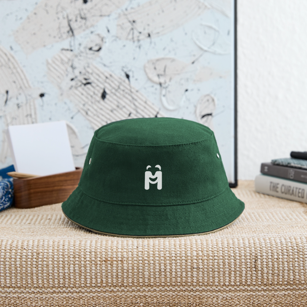 Kinder Bucket Hat - Dunkelgrün/Beige