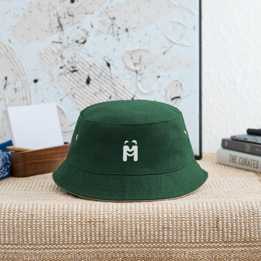Kinder Bucket Hat - Dunkelgrün/Beige
