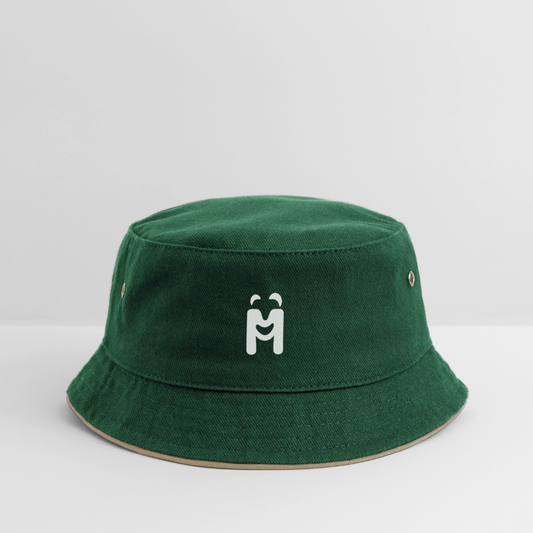 Kinder Bucket Hat - Dunkelgrün/Beige